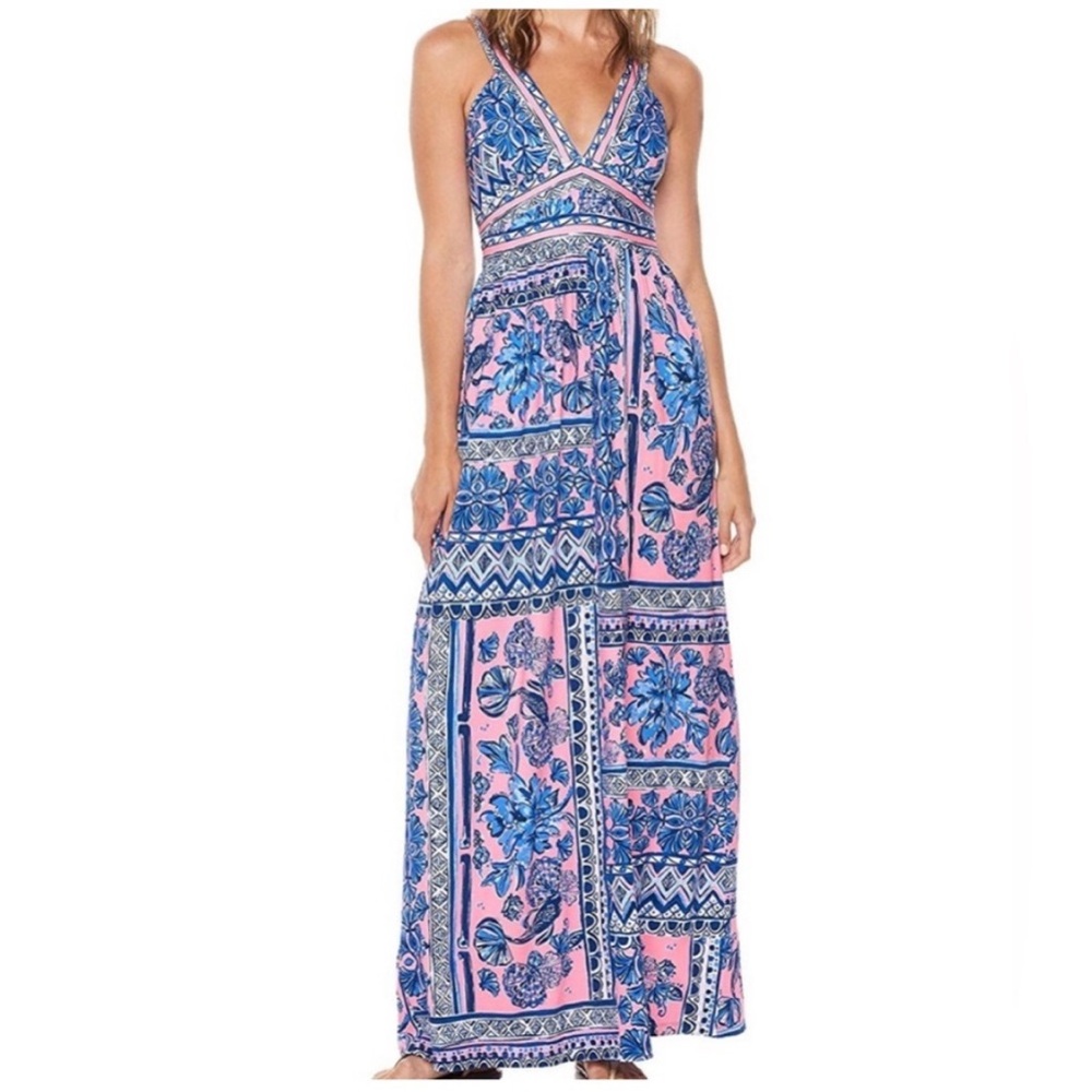 NWT Lilly Pulitzer Taryn Maxi Dress SZ XXS Melon Fig Ginger Jar
